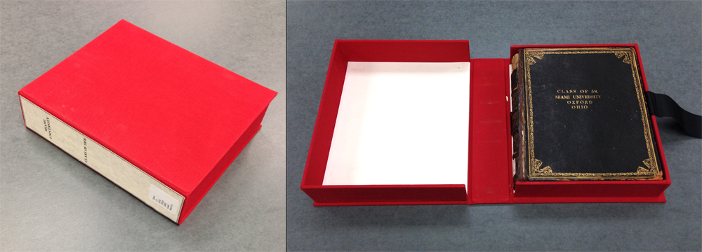An example of a clamshell box. Clamshells are a bit more time consuming to produce, so they are usually only made for special materials