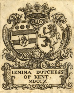 Jemima, Duchess of Kent's bookplate dated 1710