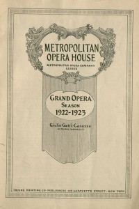 Metropolitan Opera House, Grand Opera Season 1922-1923