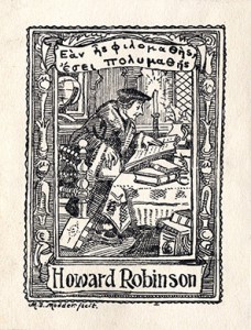 Robinson chose this depiction of Erasmus for his personal bookplate.