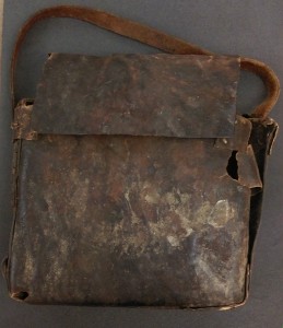Leather satchel in which the book was kept