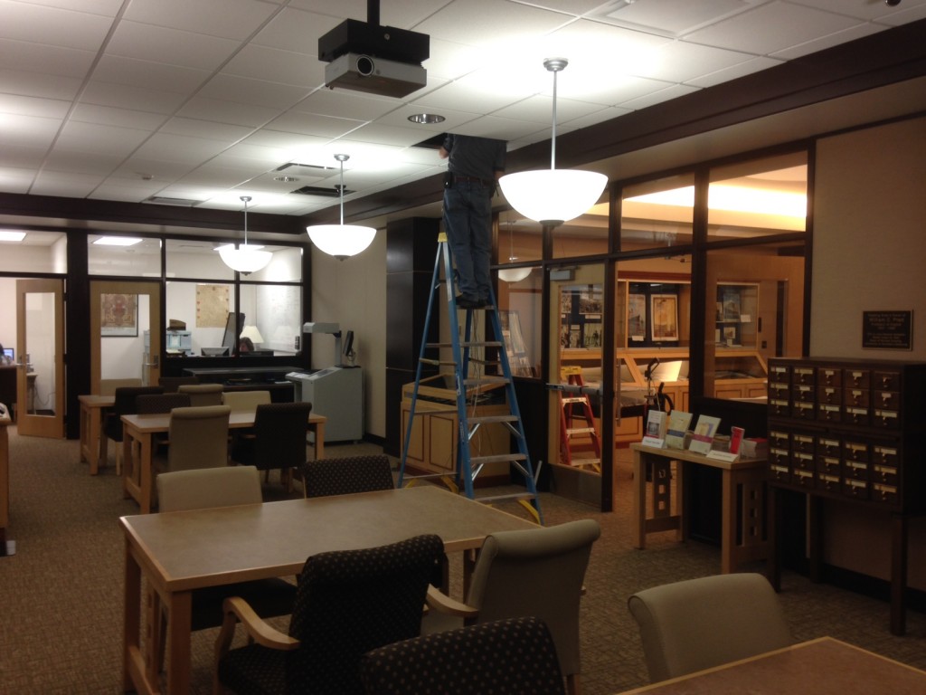 Construction work in the Reading Room.