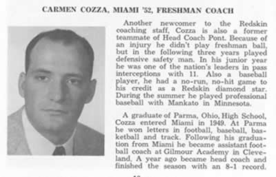 Announcement of Carm Cozza's Joining the Miami Staff