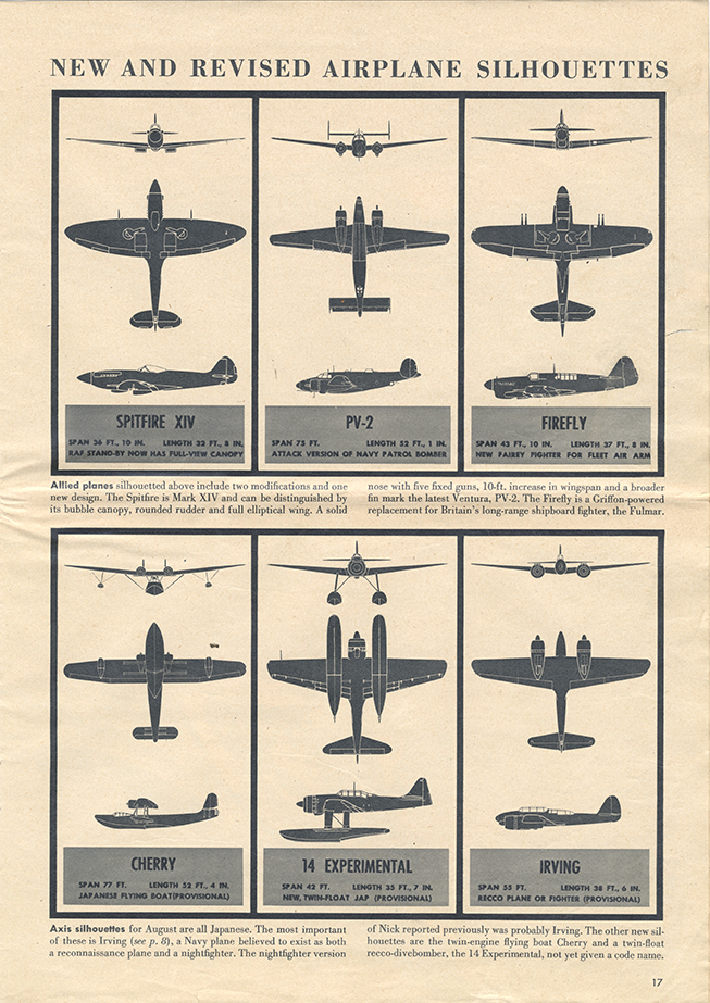 Page from a pamphlet on identifying planes. Courtesty of the Butler County Historical Society