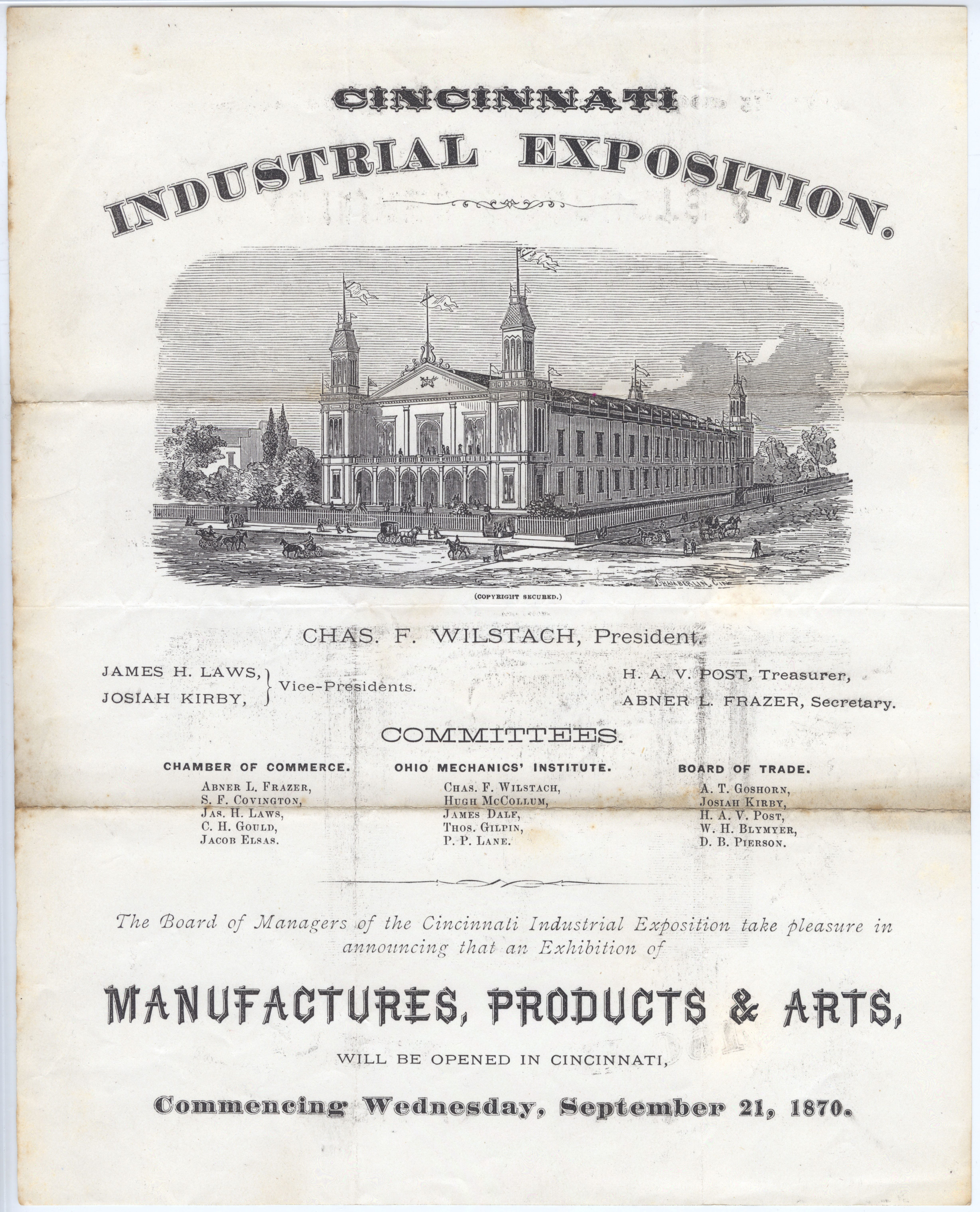 Flyer for the 1870 exhibition