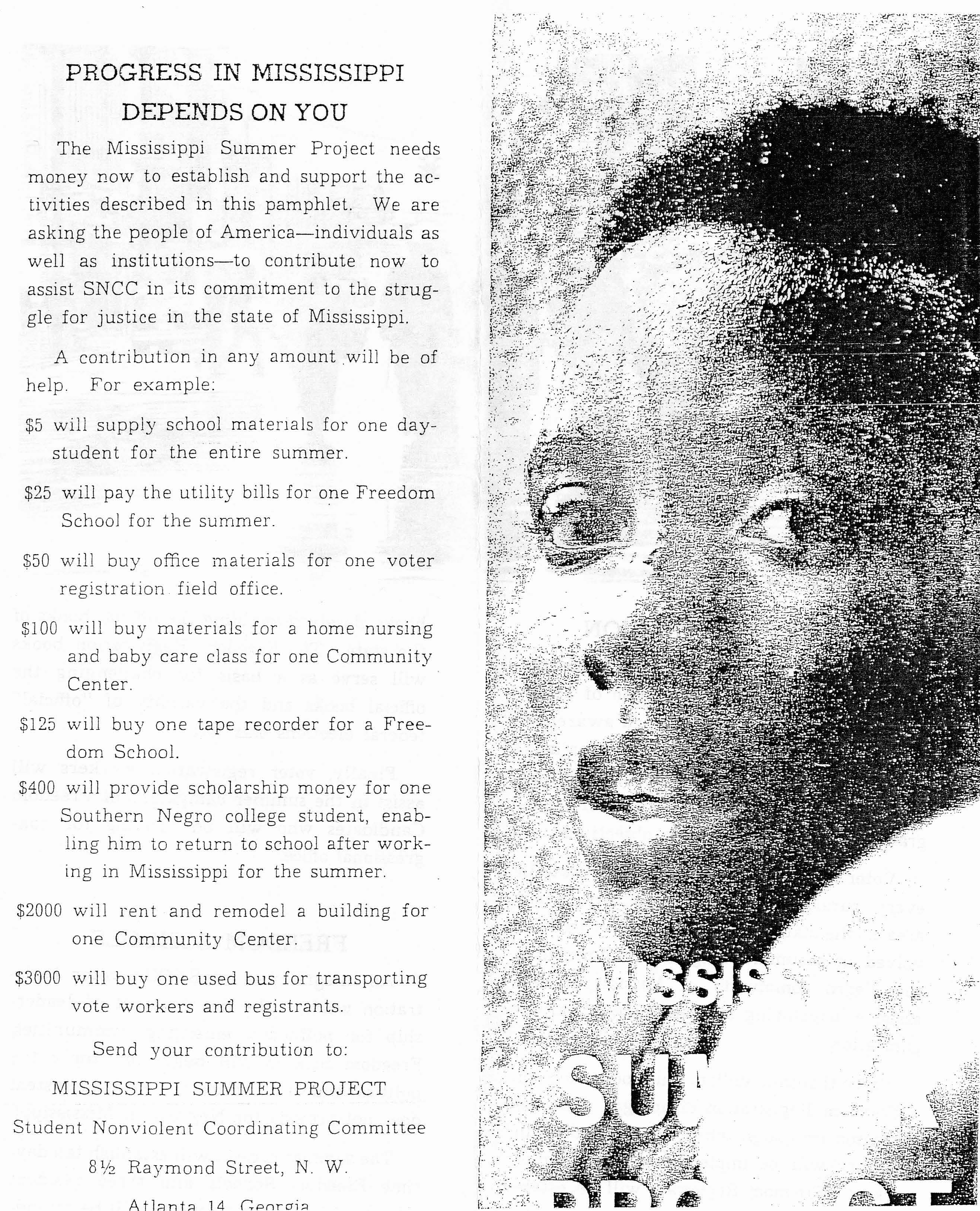 Pamphlet by the Student Nonviolent Coordinating Committee